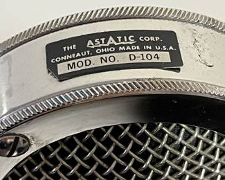 Vintage Astatic Corp Model No. D-104 Microphone on a T-UG8 stand. 12h overall