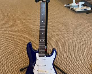 Squier Strat by Fender. Signed by members of Seven Mary Three