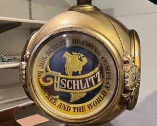 vintage Schlitz bar sign - 4 sided old diving helmet style
