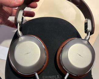 Shinola Detroit leather and steel headphones