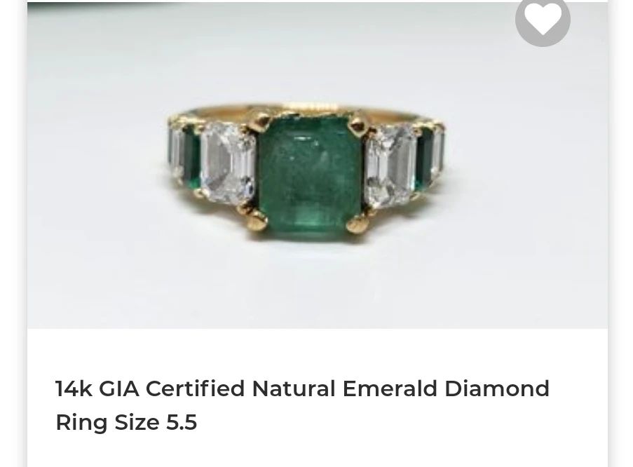 GIA Certified custom made 14k diamond emerald ring D/E VS1
