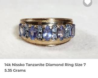 14k nissko tanzanite diamond ring