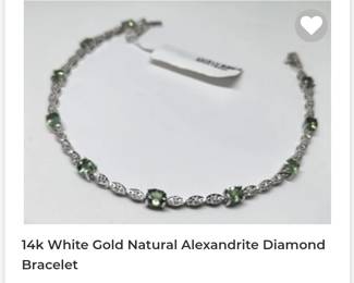 14k white gold natural alexandrite diamond bracelet