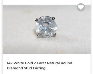 Natural earth made 2 carat round cut brilliant cut diamond I I2
Laser filled
Drilled set into 14k stud