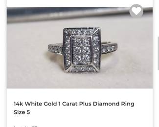 14k 1 carat plus white gold ring