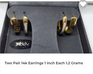 Pair of 14k Yellow gold earrings macy fine jewelry line