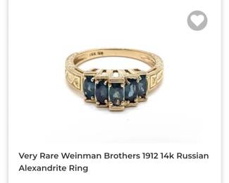 Rare Weinman brothers generation 1912 Russian alexandrite ring 1.25 carat