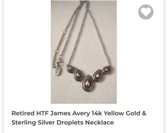 Retired hard to find James avery 14k Yellow gold sterling silver drop necklace