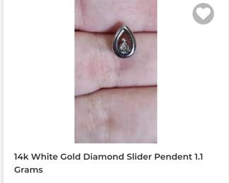 14k white gold diamond slider pendent