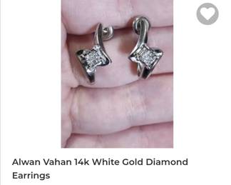 Alwan vahan 14k white gold diamond earrings