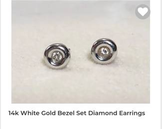 14k Bezel set melee diamond earrings