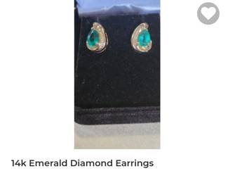 14k emerald diamond earrings