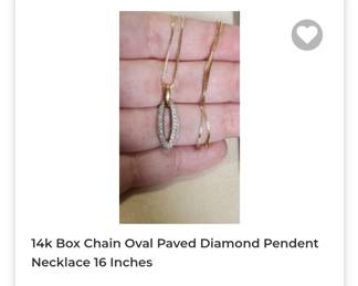 14k box chain diamond paved pendent necklace