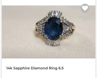 14k sapphire diamond ring