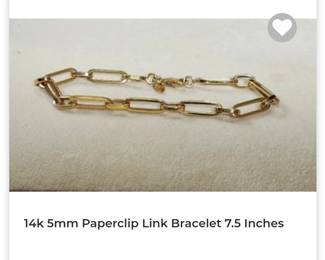 14k Paperclip Link Bracelet