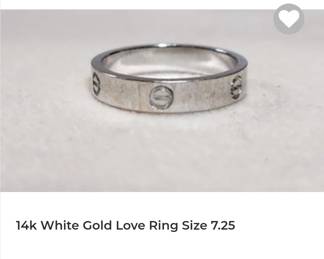 14k white gold screw love ring band