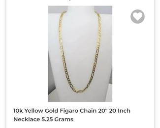 10k yellow gold Figaro chain necklace 20 inches