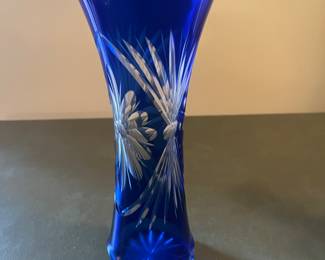 COBALT CUT TO CLEAR VASE