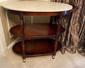 Solid wood & marble bar cart