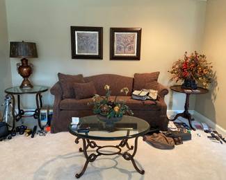 Bernhardt glass top tables