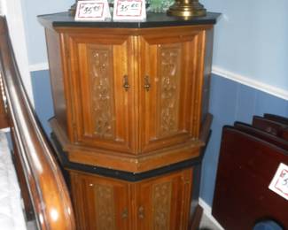 Two Slate Toped Octagon  Side Tables