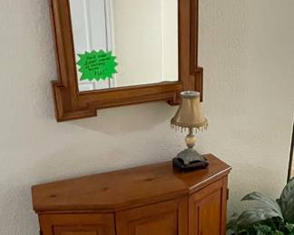 Hand crafted vintage accent chest with matching mirror