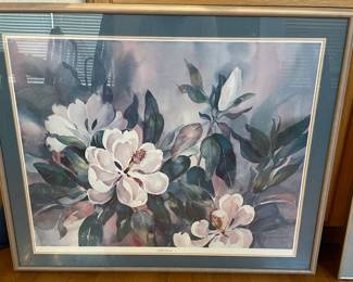 Signed, framed watercolor print