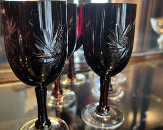 Vintage deep ruby Bohemian stems