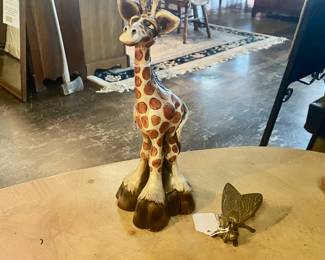 12" BEASTIES Giraffe and c.1960's Solid Brass Fly Signed McKay Ashtray