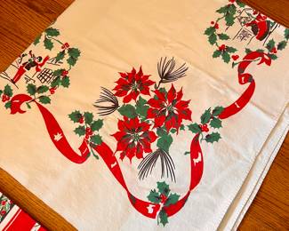 Vtg. Christmas table cloth
