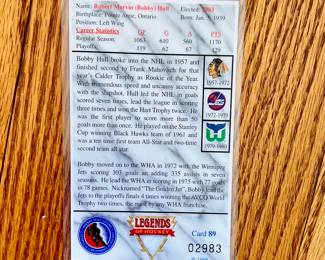 Robert Marvin (Bobby) Hull - Legends of Hockey card