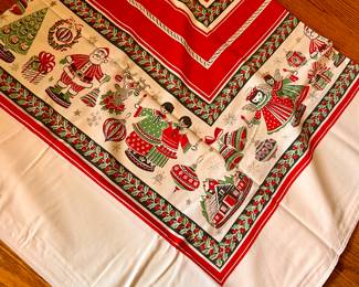Vtg. Christmas table cloth