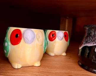 Vtg. Fitz and Floyd Owl coffee mugs