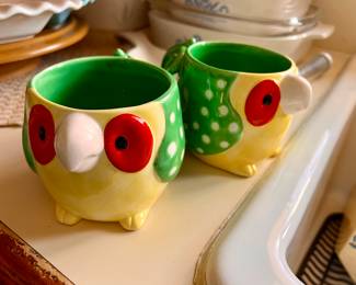 Vtg. Fitz and Floyd Owl coffee mugs