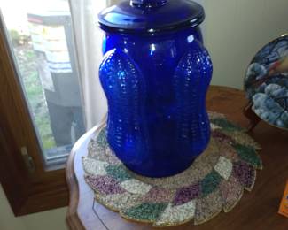 Large cobalt blue Planter's peanut jar