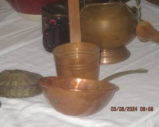Vintage hammered copper bowl with handle and made in Turkey handled cup