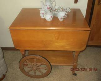 Tea Cart with Moss Rose Japan tea set