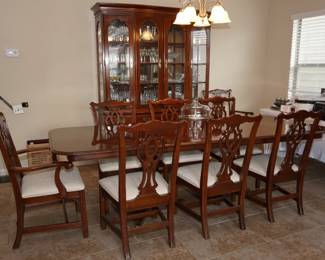 Know Creek Furniture dining table with chairs and matching china cabinet