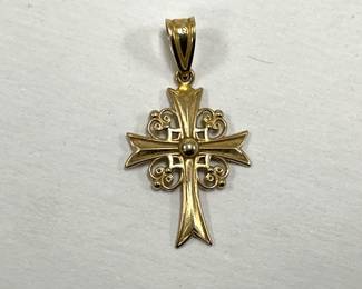 Lot 3706 14K Gold Cross Pendant