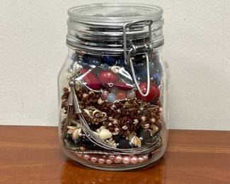 Lot 1907 Large Trinket Jar  Costume Jewelry