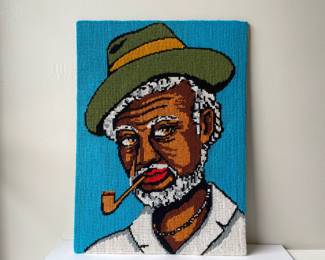 Lot 2926 Vintage Folk Art Needlepoint Portrait