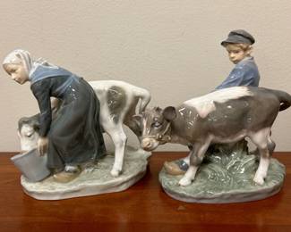 Lot 6471 Vintage Royal Copenhagen Figurines  Boy  Girl with Cows