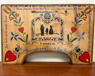 Lot 6459 Folk Art Pennsylvania Dutch Lapboard and Gameboard