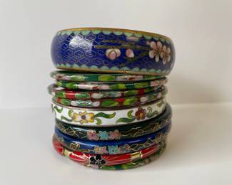 Lot 1911 Lot of 10 Vintage Cloissonne Bangles Bracelets