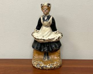 Lot 6472 Vintage Painted Cast Iron Maid Doorstop