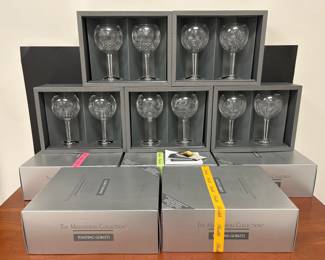 Lot 8046 Waterford Crystal Millennium Goblets  Happiness  Love  Peace Health  Prosperity