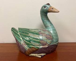 Lot 6474 Japanese Porcelain Goose Decor  2 Pcs