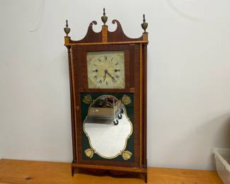 Lot 6473 Antique Bristol Pillar and Scroll Clock w Mirror