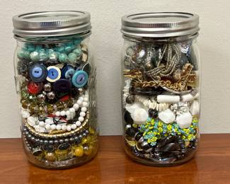 Lot 1903 Lot of 2 Trinket Jars  Costume Jewelry