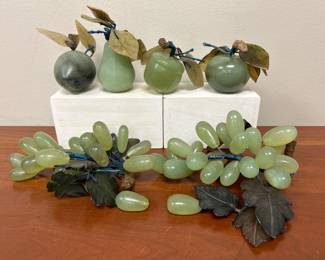 Lot 6462 Vintage Celadon Jade Faux Fruit Decor  Apples  Grapes